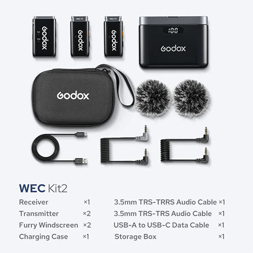 Godox WEC Wireless Microphone System (2 Transmitters, 1 Receiver) – Professional Audio for Content Creators